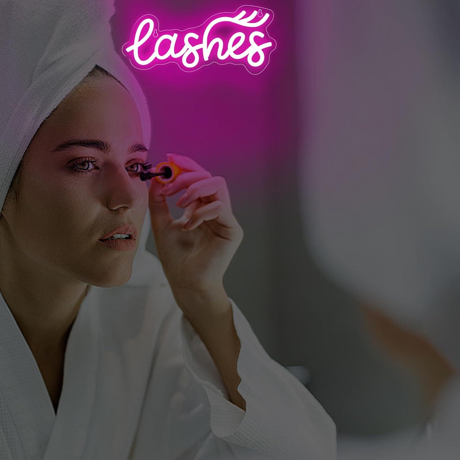لافتة نيون للرموش بتصميم نص 